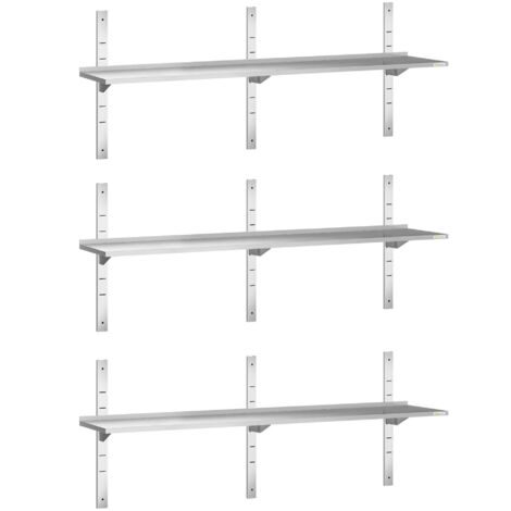 Lot de 3 étagères murales inox 1800 x 400 mm PREMIUM - GOLDINOX (1/4)
