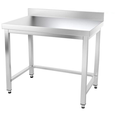 Table de travail en inox 1000 x 700 mm adossée avec renfort PREMIUM - GOLDINOX (1/4)
