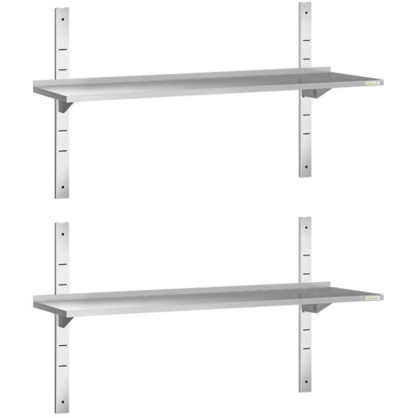 Lot de 2 étagères murales inox 1400 x 400 mm PREMIUM - GOLDINOX (1/4)
