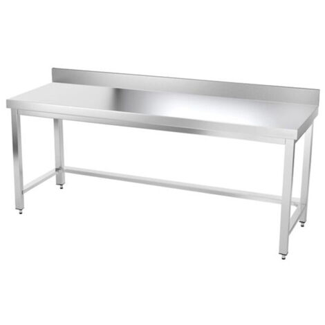 Table de travail en inox 1800 x 500 mm adossée avec renfort PREMIUM - GOLDINOX (1/4)