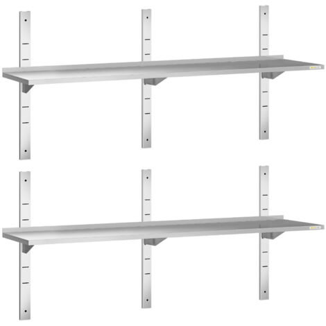 Lot de 2 étagères murales inox 1500 x 400 mm PREMIUM - GOLDINOX (1/4)