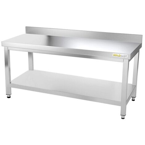Table de travail en inox soubassement 1500 x 500 mm adossée PREMIUM - GOLDINOX (1/4)