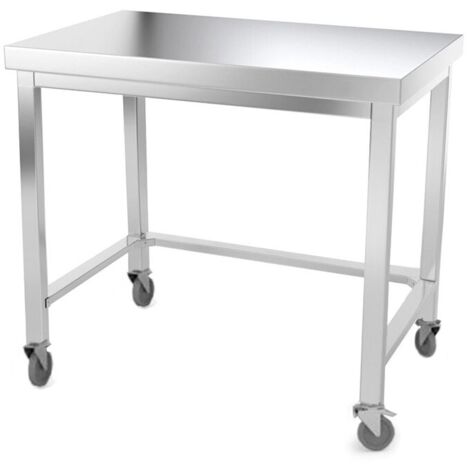 Table de travail en inox 1000 x 500 mm avec renfort sur roulettes PREMIUM - GOLDINOX (1/4)