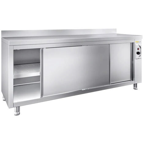 Meuble bas inox chauffant 2000x600 mm adossé PREMIUM - GOLDINOX