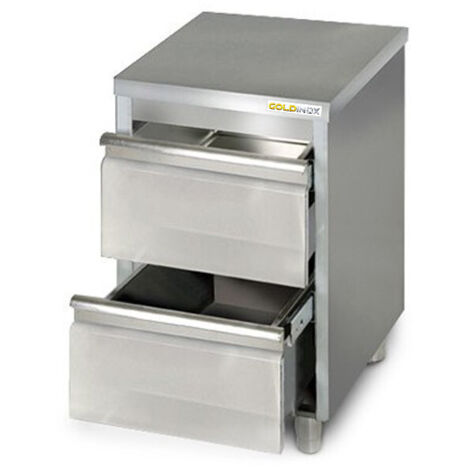 Meuble bas inox 500 x 700 mm avec 2 tiroirs PREMIUM - GOLDINOX (1/3)