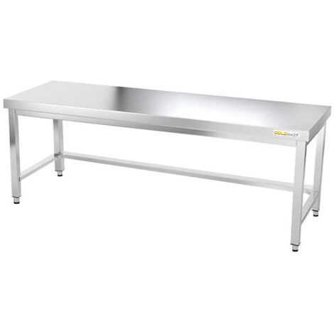 Table de travail en inox soubassement 2000 x 500 mm avec renfort PREMIUM - GOLDINOX (1/4)