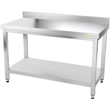 Table de travail en inox 1500 x 700 mm adossée PREMIUM - GOLDINOX (1/4)