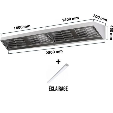 Hotte murale sans moteur 2800x700x450 mm avec éclairage, filtre et robinet de vidange PREMIUM - GOLDINOX (1/4)