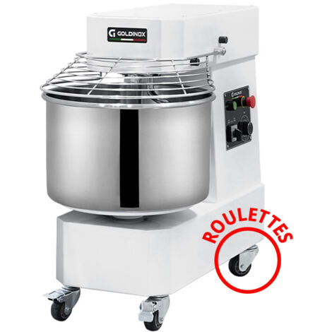 Pétrin à pâte 20 Litres sur roulettes 2 vitesses avec tête et cuve fixe (380V) PREMIUM - GOLDINOX