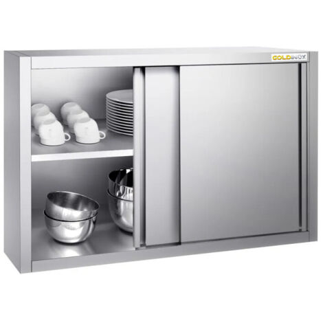 Placard mural inox 1000x400 mm - Hauteur 800 mm avec portes coulissantes PREMIUM - GOLDINOX (1/4)