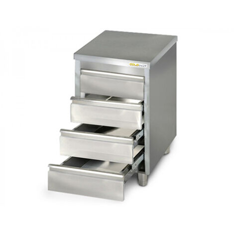 Meuble bas inox 500 x 600 mm avec 4 tiroirs PREMIUM - GOLDINOX (1/3)