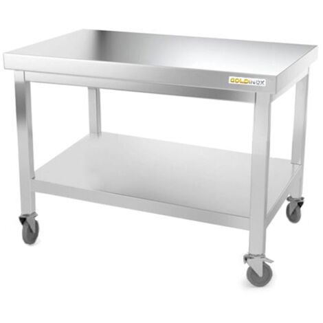 Table de travail en inox soubassement 1000 x 500 mm sur roulettes PREMIUM - GOLDINOX (1/4)