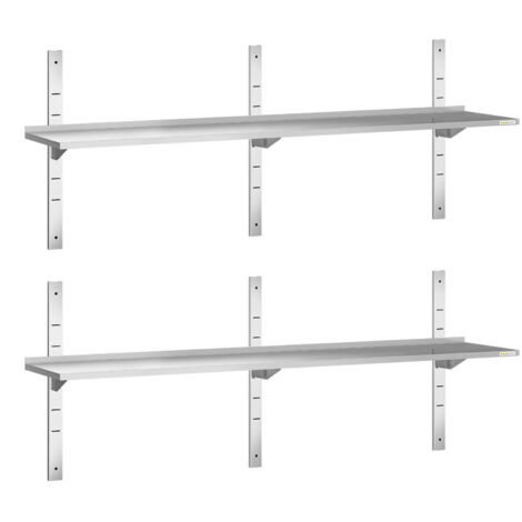 Lot de 2 étagères murales inox 1800 x 400 mm PREMIUM - GOLDINOX (1/4)
