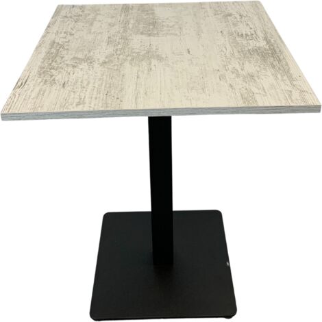 Table complète bar restaurant 70x70 cm Blanc Antique avec pied de table noir / GOLDINOX (1/4)