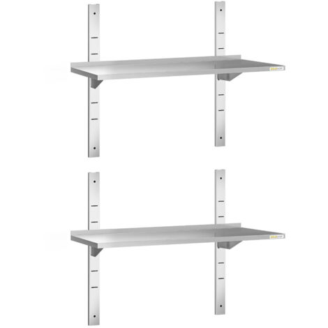 Lot de 2 étagères murales inox 1000 x 300 mm PREMIUM - GOLDINOX (1/4)
