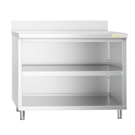 Meuble bas inox ouvert 1000x800 mm adossé PREMIUM - GOLDINOX (1/4)