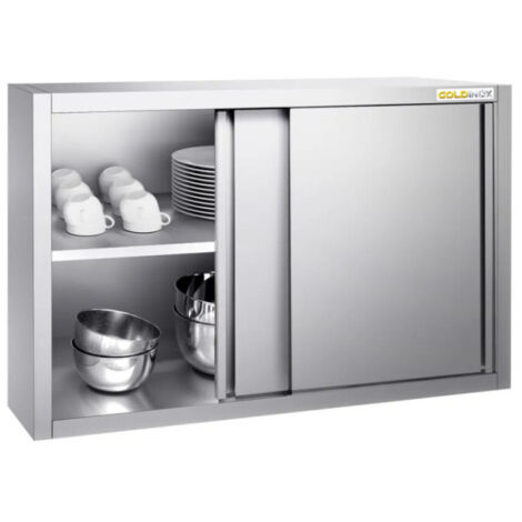 Placard mural inox 1200x400 mm - Hauteur 1000 mm avec portes coulissantes PREMIUM - GOLDINOX (1/4)