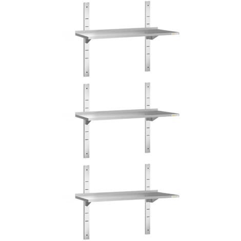 Lot de 3 étagères murales inox 1000 x 300 mm PREMIUM - GOLDINOX (1/4)