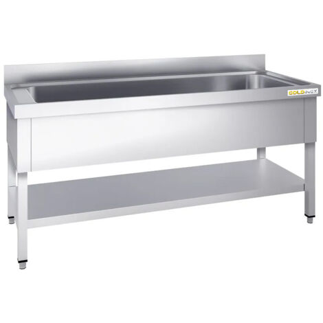 Plonge inox grande cuve 1400x600mm avec 1 bac PREMIUM - GOLDINOX
