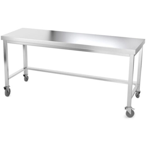 Table de travail en inox 1800 x 800 mm avec renfort sur roulettes PREMIUM - GOLDINOX (1/4)