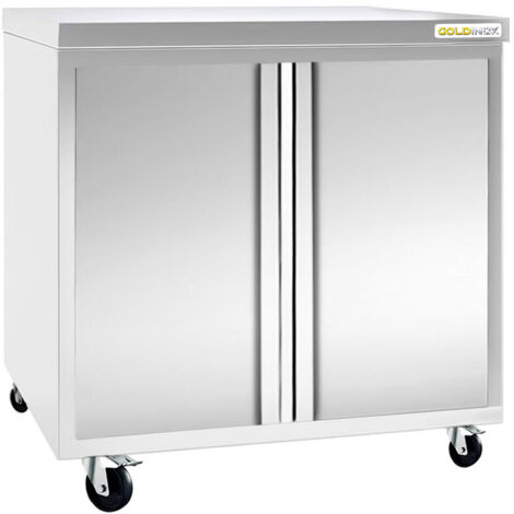 Meuble bas inox 800x700 mm sur roulettes PREMIUM - GOLDINOX (1/2)