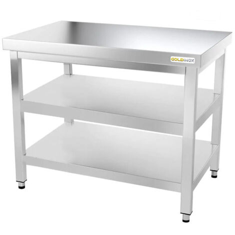 Table de travail en inox 1000 x 500 mm avec 2 étagères PREMIUM - GOLDINOX (1/4)