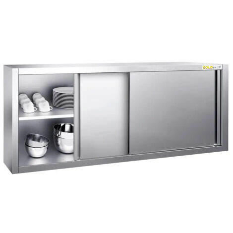 Placard mural inox 1800x400 mm - Hauteur 650 mm avec portes coulissantes PREMIUM - GOLDINOX (1/4)