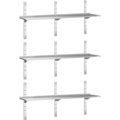 Lot de 3 étagères murales inox 1500 x 400 mm PREMIUM - GOLDINOX (1/4)