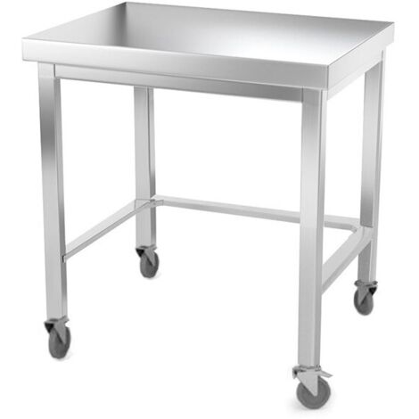 Table de travail en inox 700 x 500 mm avec renfort sur roulettes PREMIUM - GOLDINOX (1/4)