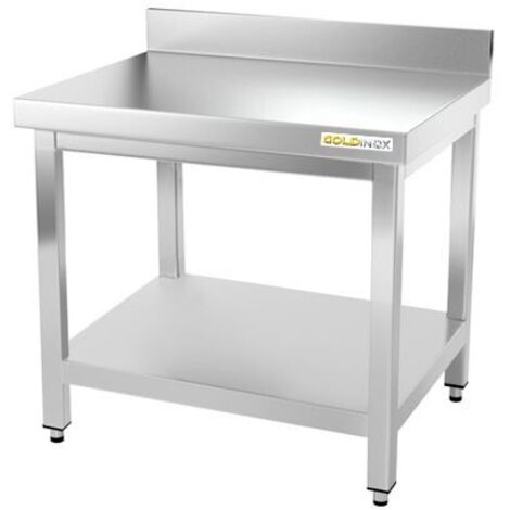 Table de travail en inox soubassement 700 x 600 mm adossée PREMIUM - GOLDINOX (1/4)