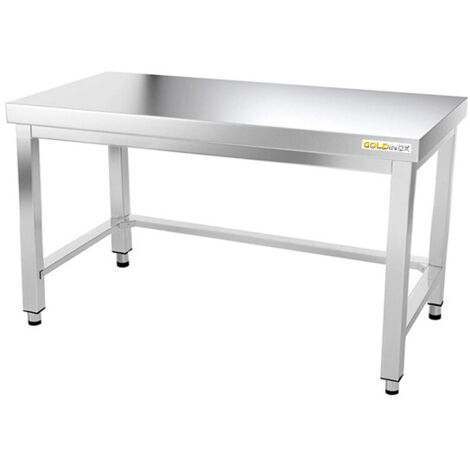 Table de travail en inox soubassement 1600 x 500 mm avec renfort PREMIUM - GOLDINOX (1/4)