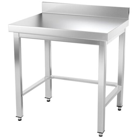 Table de travail en inox 800 x 500 mm adossée avec renfort PREMIUM - GOLDINOX (1/4)