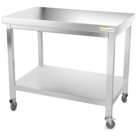 Table de travail en inox 1000 x 600 mm sur roulettes PREMIUM - GOLDINOX (1/4)