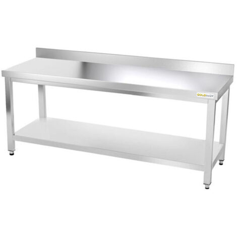 Table de travail en inox 2000 x 800 mm adossée PREMIUM - GOLDINOX (1/4)