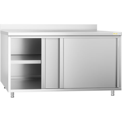 Meuble bas inox 1800x600 mm adossé IDEAL - GOLDINOX (1/4)