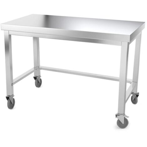 Table de travail en inox 1500 x 500 mm avec renfort sur roulettes PREMIUM - GOLDINOX (1/4)