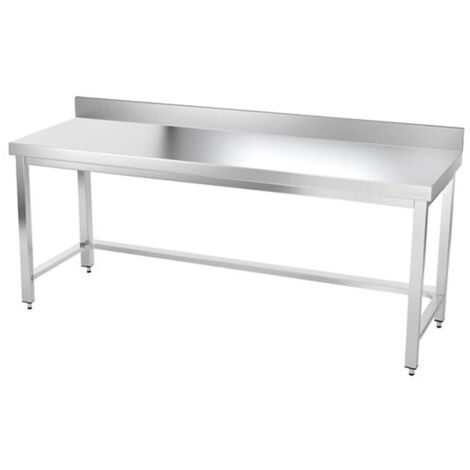 Table de travail en inox 1800 x 800 mm adossée avec renfort PREMIUM - GOLDINOX (1/4)
