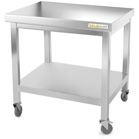 Table de travail en inox soubassement 700 x 500 mm sur roulettes PREMIUM - GOLDINOX (1/4)