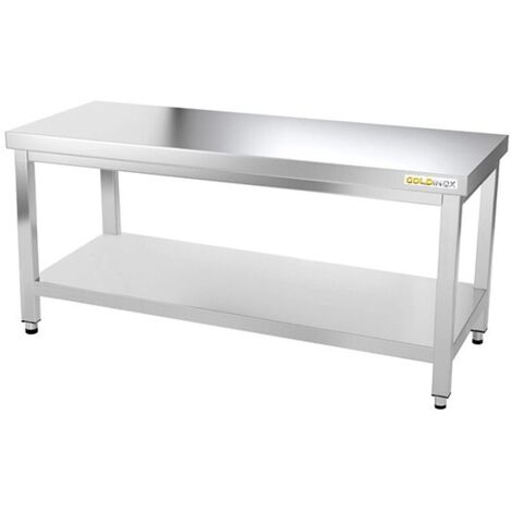 Table de travail en inox soubassement 1600 x 800 mm PREMIUM - GOLDINOX (1/4)