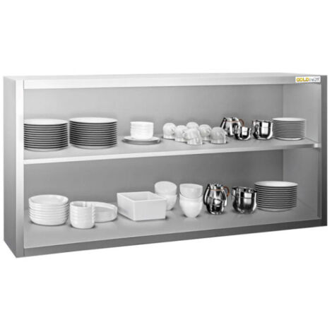 Placard mural inox 1800x400 mm - Hauteur 1000 mm ouvert PREMIUM - GOLDINOX (1/4)