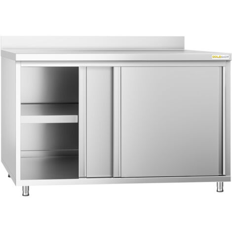 Meuble bas inox 1600x600 mm adossé PREMIUM - GOLDINOX (1/4)