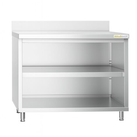 Meuble bas inox ouvert 1500x600 mm adossée PREMIUM - GOLDINOX (1/4)
