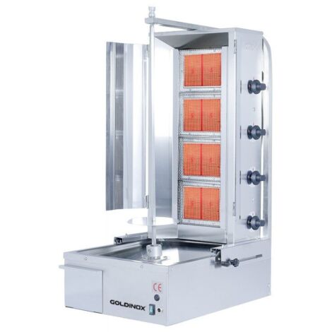 Machine à kebab 4 feux Gaz avec volet PREMIUM - GOLDINOX