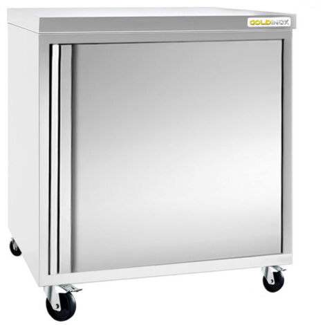 Meuble bas inox 600x600 mm sur roulettes PREMIUM - GOLDINOX (1/2)
