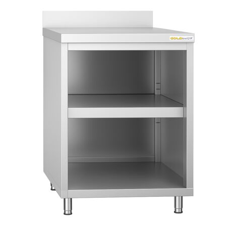 Meuble bas inox ouvert 600x600 mm adossée PREMIUM - GOLDINOX (1/4)