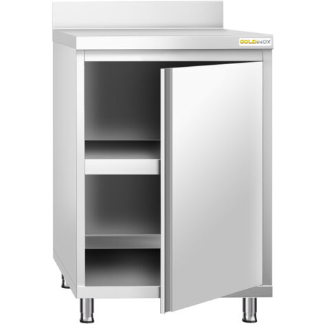 Meuble bas inox 600x600 mm adossé PREMIUM - GOLDINOX (1/4)