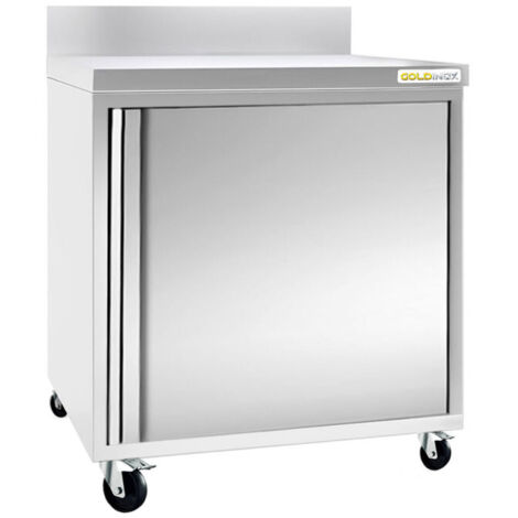 Meuble bas inox 600x600 mm adossée sur roulettes PREMIUM - GOLDINOX (1/2)