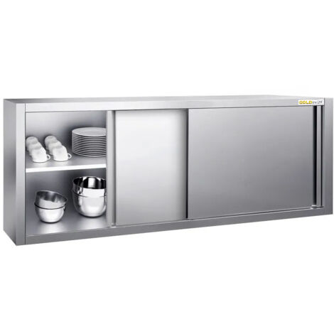 Placard mural inox 2000 x 400 mm / Hauteur 650 mm avec portes coulissantes PREMIUM - GOLDINOX (1/4)
