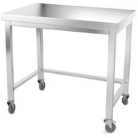 Table de travail en inox 1200 x 700 mm avec renfort sur roulettes PREMIUM - GOLDINOX