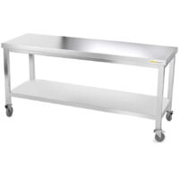 Table de travail en inox 1800 x 600 mm sur roulettes PREMIUM - GOLDINOX